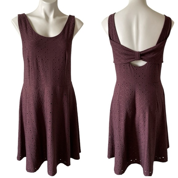 LOFT Dresses & Skirts - Loft Outlet Sleeveless Eyelet Dress Cutout Purple Plum Sz Lg